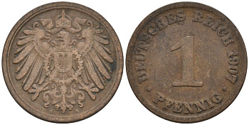 Германия 1 пфенниг 1907 A KM 10, J. 10 медь 4567-1242
