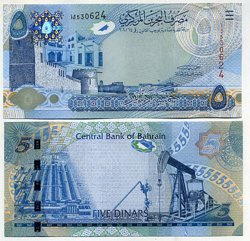 Бахрейн 5 динаров 2006 крепость Рифа, алюминевый завод, нефтяная вышка Pick 27 a бумага UNC (пресс) 451-422-2