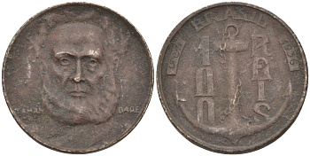 Бразилия 100 рейс 1936 Маркиз Тамандаре KM 536 медно-никель 4115-466