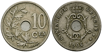Бельгия 10 сантимов 1904 Belgie KM 53 медно-никель 4172-1126