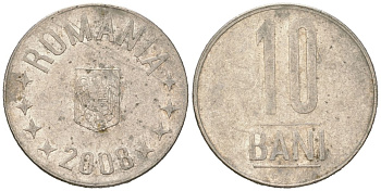 Румыния 10 бань (бани) 2008 KM 191 сталь плакированная никелем 4618-312