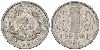 ГДР 1 пфенниг 1979 A KM 8.1 алюминий 4651-1253