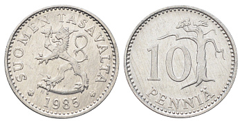 Финляндия 10 пенни 1985 KM 46a алюминий aUNC 4668-852