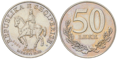 Албания 50 леков 2000 KM 79 медно-никель UNC 4167-922