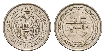 Бахрейн 25 филсов 2000 AH 1420 KM 18 медно-никель 4640-729