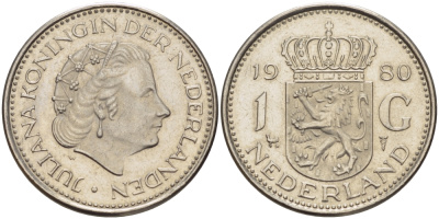 Нидерланды 1 гульден 1980 Юлиана (1948-1980) KM 184а никель 31-857