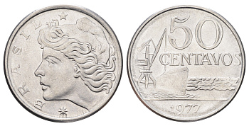 Бразилия 50 сентаво 1977 KM 580b нержавеющая сталь UNC 4646-941