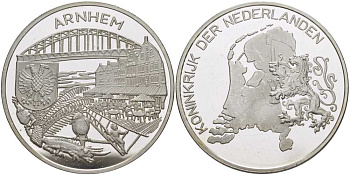 НИДЕРЛАНДЫ МЕДАЛЬ ND СЕРИЯ ГОРОДА НИДЕРЛАНДОВ, АРНХЕМ, ДИАМЕТР 38 ММ., ВЕС 24,9 ГР. серебро PROOF 1076-8-43