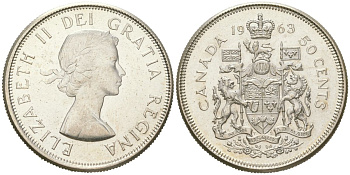Канада 50 центов 1963 KM 56 серебро UNC 68-847