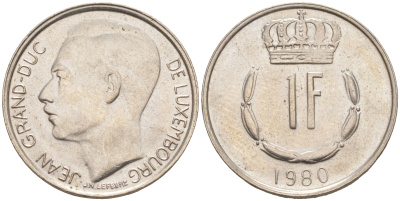 ЛЮКСЕМБУРГ 1 ФРАНК 1980 KM 55 медно-никель 63-644
