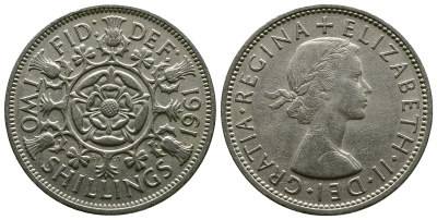 Великобритания 2 шиллинга (флорин) 1961 Елизавета II (1952-2022) KM 906, Spink 4146 медно-никель 4382-311