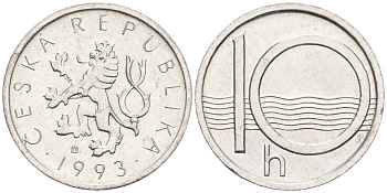 Чехия 10 геллеров 1993  KM 6 алюминий    4596-258