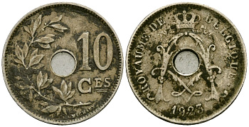 Бельгия 10 сантимов 1923 Belgique KM 85 медно-никель 4172-942