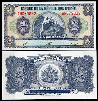 Гаити 2 гурда 1992 крепость на горе Pick 260 a  бумага  UNC (пресс) 447-82-3