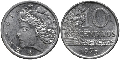 Бразилия 10 сентаво 1975 KM 578.1а нержавеющия сталь 4579-744