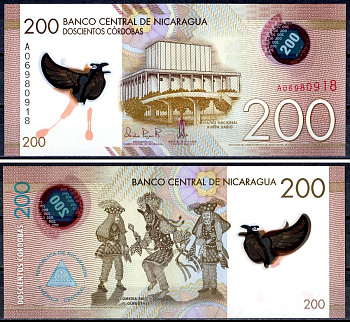 Никарагуа 200 кордоба 2014 национальный театр Рубена Дарио, Манагуа, комедийный балет Гуэгуэнсе Pick 213 a пластик UNC (пресс) 7548-60-2-2