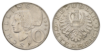 Австрия 10 шиллингов 1974 KM 2918 медно-никель 190-613