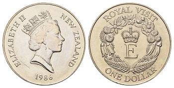 Новая Зеландия 1 доллар 1986 Королевский визит KM 56 медно-никель BU 4537-1135