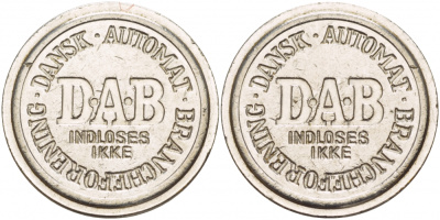 ДАНИЯ ЖЕТОН ИГРОВОЙ ND DANSK AUTOMAT, BRANCHEFORENING, D.A.B. белый металл 4544-954