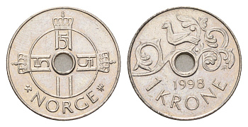 Норвегия 1 крона 1998 Харальд V (1991-) KM 462 медно-никель 4684-734
