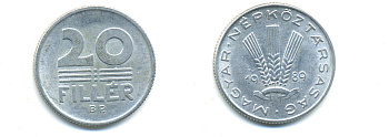 ВЕНГРИЯ 20 ФИЛЛЕРОВ 1989 НАРОДНАЯ РЕСПУБЛИКА (1949-1989) KM 573 алюминий 83-1555