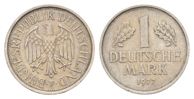 ФРГ 1 марка 1977 F KM 110, J. 385 медно-никель 186-1223