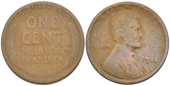 США 1 цент 1918 Авраам Линкольн KM 132 бронза 218-333
