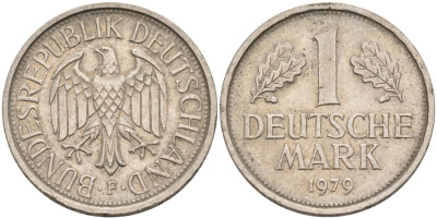 ФРГ 1 марка 1979 F KM 110, J. 385 медно-никель 4393-115