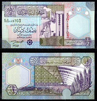 Ливия 1/2 динара ND (2002) Pick 63 бумага UNC (пресс) 7485-50-2-2