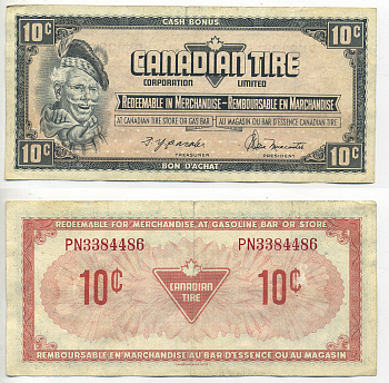 КАНАДА 10 ЦЕНТОВ ND TIRE MONEY бумага 6293-29-1