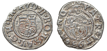 Венгрия 1 денар 1593 К-В, Рудольф II Габсбург (1576-1612), мадонна с младенцем  серебро    4115-344