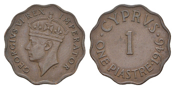 Кипр 1 пиастр 1946 Георг VI (1936-1952) KM 23a бронза 4652-326