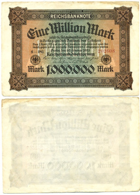 ГЕРМАНИЯ 1000000 МАРОК 1923 S-PG Pick 86a бумага 7146-8-2-1