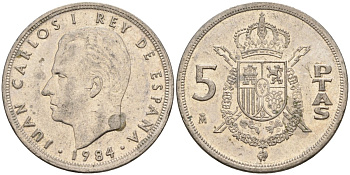 Испания 5 песет 1984 Хуан Карлос I (1975 - 2014) KM 823 медно-никель 4155-741
