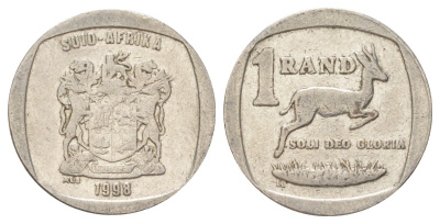 ЮАР 1 ранд 1998 KM 164 медь плакированная никелем 4627-344