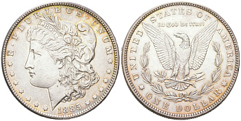 США 1 доллар 1885 KM 110 серебро 1527-314