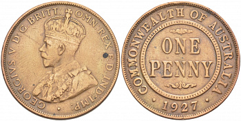 АВСТРАЛИЯ 1 ПЕННИ 1927 ГЕОРГ V (1910-1936) KM 23 бронза 4403-923