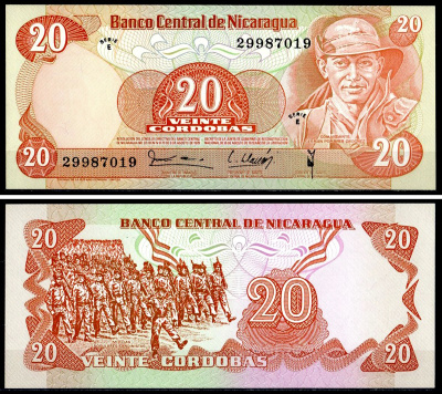 Никарагуа 20 кордоба 1979 Pick 135 бумага UNC (пресс) 402-57-3-1