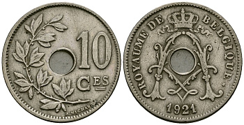 Бельгия 10 сантимов 1921 Belgique KM 85 медно-никель 4172-854