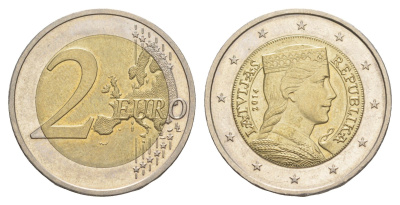 Латвия 2 евро 2014 KM 156 биметалл UNC 4648-944