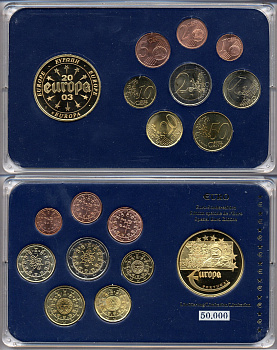 Португалия евронабор от 1 евроцента до 2 евро включает жетон банкноты Португалии биметалл, медно-никель UNC 3-4-9-29