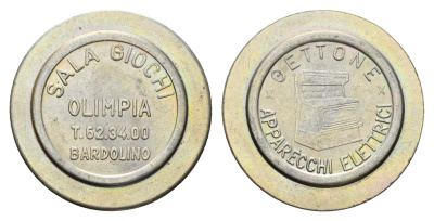 Италия, Бардолино жетон для равлечений Sale Giochi диаметр 24 мм, вес 4,9 гр нержавеющая сталь 4670-751