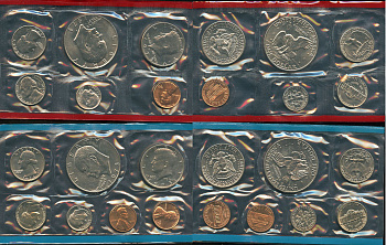 США официальные наборы из 13 монет 1973 D, P, Джон Кеннеди, Эйзенхауэр, лунный орел KM MS 133   UNC  8-2-03-24