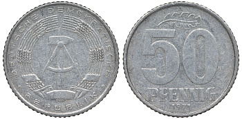 ГДР 50 пфеннигов 1971 A KM 12.2 алюминий 62-644