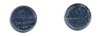 Бразилия 1 крузейро 1981 сахарный тростник KM 590 нержавеющая сталь aUNC 76-923