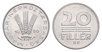 Венгрия 20 филлеров 1986 BP KM 573 алюминий 4658-622