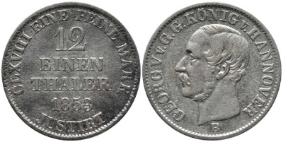 Ганновер 1/12 талера 1853 В, Георг V (1851-1866) KM 219 серебро 00-00