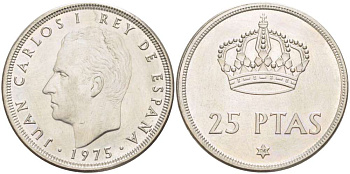 Испания 25 песет 1975 (76) Хуан Карлос I (1975-2014) KM 808 медно-никель 4521-326