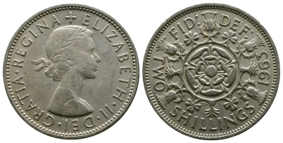 Великобритания 2 шиллинга (флорин) 1963 Елизавета II (1952-2022) KM 906, Spink 4146 медно-никель 4382-424