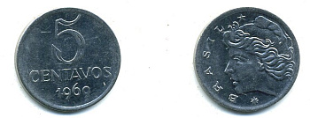БРАЗИЛИЯ 5 СЕНТАВО 1969 57-1136